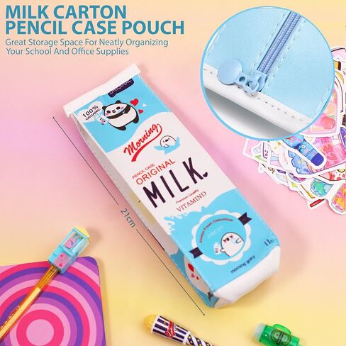 Primo Lines Kawaii Pencil Case and Complete 61 PCS Pink Stationary Set with Pop Up Cute Boba Case, 8 Pens, 50 Bubble Tea Stickers, Multi Color Pen For School Supplies in Saudi Arabia
