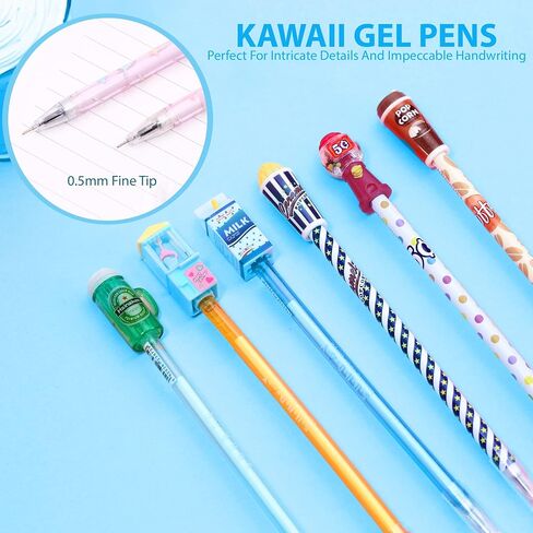 Primo Lines Kawaii Pencil Case and Complete 61 PCS Pink Stationary Set with Pop Up Cute Boba Case, 8 Pens, 50 Bubble Tea Stickers, Multi Color Pen For School Supplies in Saudi Arabia