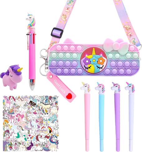 Primo Lines Kawaii Pencil Case and Complete 61 PCS Pink Stationary Set with Pop Up Cute Boba Case, 8 Pens, 50 Bubble Tea Stickers, Multi Color Pen For School Supplies in Saudi Arabia