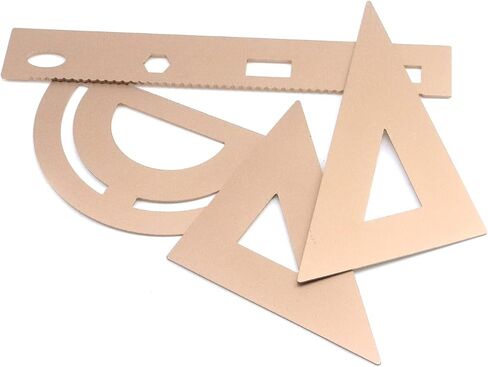 4 Pack Gold Metal Protractor Geometry Tool Aluminum Ruler Set 15cm for Students Teacher (2 Pcs Triangular Ruler + Protractor + Straight Ruler) School Office Metric System Scale Drafting Drawing in Saudi Arabia