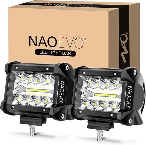 NAOEVO 4 inch LED Pod Lights, 120W 12,000LM LED Fog/Driving/Off Road Lights LED Light Bar with Spot Flood Combo, LED Cube Work Lights for Truck Boat ATV UTV Pickup Jeep, 2 Pcs (White) in Saudi Arabia