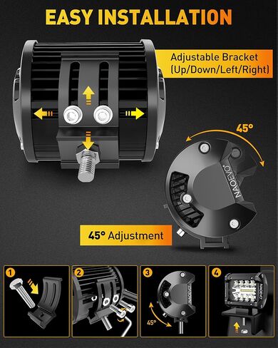 مصابيح LED NAOEVO مقاس 4 بوصات، 120 وات 12000 لومن LED للضباب/القيادة/الطرق الوعرة، شريط إضاءة LED مع مجموعة فيضان موضعي، مصابيح عمل مكعبة LED لشاحنة القارب ATV UTV بيك اب جيب، قطعتان (أبيض) in Kuwait