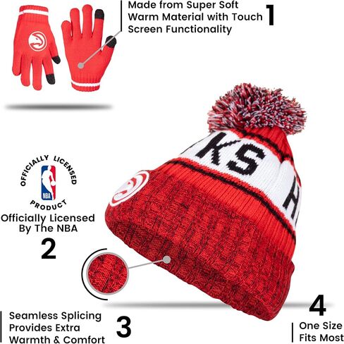 Ultra Game NBA Boys Girls Super Soft Winter Beanie Knit Hat With Extra Warm Touch Screen Gloves in Saudi Arabia