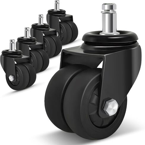 Nefish Office Chair Caster Wheels with Brake, 11mm, 2 Inch Heavy Duty Rubber Office Chair Wheel Replacement, Support 750lbs(Set of 5), Quiet Desk Chair Rollers, Safe for All Floors, Universal Fit in Saudi Arabia