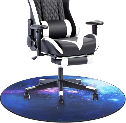 Yincimar Gaming Chair Mat for Hardwood Floor,Anti-Slip Floor Protector Game Controller Rubber Gaming Computer Chair Mat for Gaming Room Home Office Decor (Round 47 inches,Black) in Saudi Arabia
