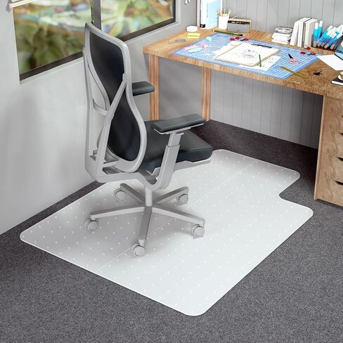 Office Chair Mat for Carpet Floor Shipped Flat, 36"X48" Floor Protector Mat with Studs for Low Pile Carpets in Office&Home, Premium Material Chair Mat with Lip in Saudi Arabia