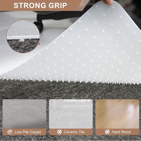 Office Chair Mat for Carpet Floor Shipped Flat, 36"X48" Floor Protector Mat with Studs for Low Pile Carpets in Office&Home, Premium Material Chair Mat with Lip in Saudi Arabia