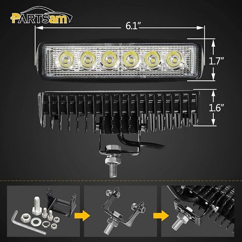 بارتسام 6 بوصات LED شريط إضاءة أبيض 36 وات 6500 ك سوبر برايت سبوت عمل بودز صف واحد على الطرق الوعرة القيادة الضباب قارب ضوء مقاوم للماء سيارات الدفع الرباعي ATV 4WD سيارة شاحنة عربة جولف 12 فولت 24 فولت IP67 (2 قطعة) in Kuwait