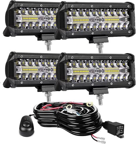 شريط إضاءة LED مقاس 7 بوصات من WINBANG، 120 وات 24000 لومن مصابيح ضباب LED للقيادة على الطرق الوعرة، شعاع كومبو للبقع والفيضانات، مقاوم للماء لقارب التقاط جرار UTV ATV (عبوتان) in Kuwait