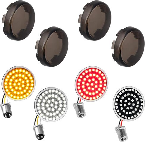 QUASCO Led أضواء إشارة الانعطاف 1157 أمامية + 1156 وميض خلفي مع عدسة مدخنة لغطاء رصاصة 2 بوصة متوافق مع Harley Dyna Sportster Softail Road Street Glide Road King Cruiser Turing in Kuwait