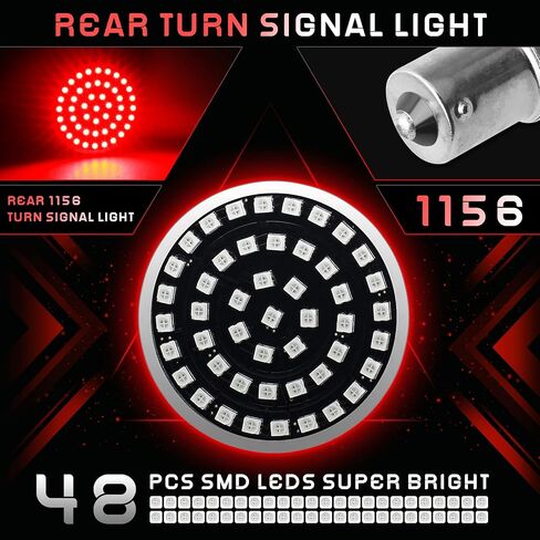 QUASCO Led أضواء إشارة الانعطاف 1157 أمامية + 1156 وميض خلفي مع عدسة مدخنة لغطاء رصاصة 2 بوصة متوافق مع Harley Dyna Sportster Softail Road Street Glide Road King Cruiser Turing in Kuwait