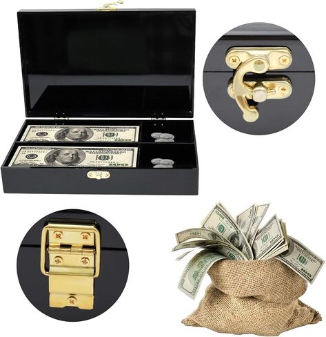صندوق نقود أسود أكريليك قابل للقفل، حامل نقود وعملات معدنية، منظم نقد، صندوق تخزين عملات معدنية، صينية عملات صف واحد، صندوق تخزين أموال in Kuwait