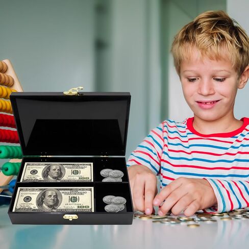 صندوق نقود أسود أكريليك قابل للقفل، حامل نقود وعملات معدنية، منظم نقد، صندوق تخزين عملات معدنية، صينية عملات صف واحد، صندوق تخزين أموال in Kuwait