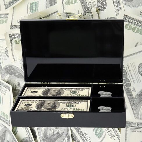 صندوق نقود أسود أكريليك قابل للقفل، حامل نقود وعملات معدنية، منظم نقد، صندوق تخزين عملات معدنية، صينية عملات صف واحد، صندوق تخزين أموال in Kuwait