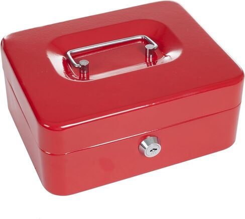 Lockbox Safe with Coin Compartment Tray- Secure and Organize Small Valuables in Key Locked Durable Powder Coated Metal Cash Box Safe- Blue by Stalwart in Saudi Arabia