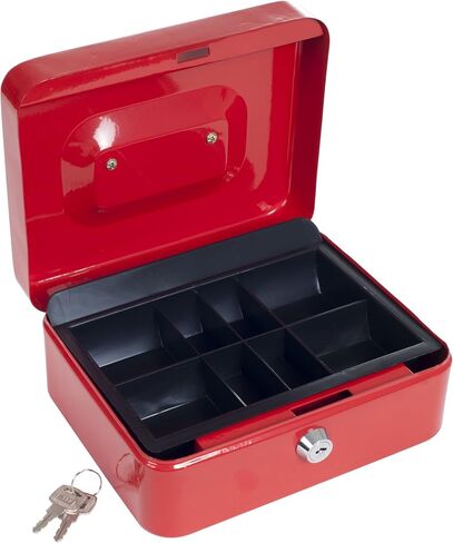 Lockbox Safe with Coin Compartment Tray- Secure and Organize Small Valuables in Key Locked Durable Powder Coated Metal Cash Box Safe- Blue by Stalwart in Saudi Arabia