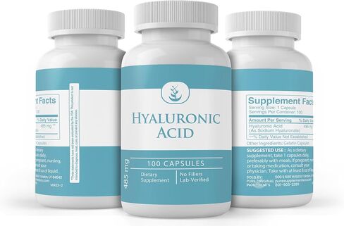 Pure Original Ingredients Hyaluronic Acid, (100 Capsules) Always Pure, No Additives Or Fillers, Lab Verified in Saudi Arabia
