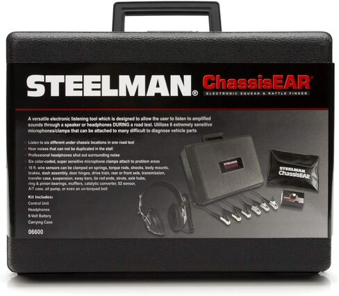 STEELMAN ChassisEAR أداة التشخيص التلقائي للصرير والخشخشة الإلكترونية، 6 مشابك للميكروفون مع أسلاك، سماعات رأس فوق الأذن in Kuwait