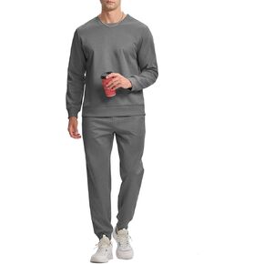 TBMPOY Mens Sweatsuits 2 Piece Set Tracksuits Jogging Outfits Long Sleeve Tops Jogger Pants Sweat Track Suits Casual Athletic Dark Grey XL