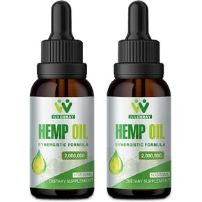 قطرات زيت القنب عالية الفعالية - 2,000,000 أقصى قوة عضوية مزروعة في الولايات المتحدة الأمريكية - زيت القنب الطبيعي - مستخلص C02، نباتي، غير معدّل وراثيًا، عبوة من 2 in Kuwait