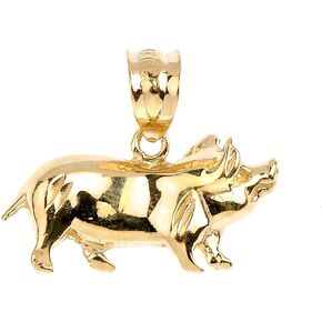 High Polish 10k Yellow Gold Pig Charm Pendant