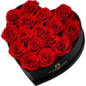 16-Piece Preserved Roses Forever Flower Heart Shape Box, Eternal Rose Preserved Flowers, Rose Gifts for Her, Christmas,Valentines Day, Mother's Day