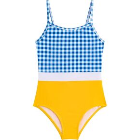LIZENS Girls One Piece Swimwear Checkered Girls Size 2-12 Swimsuit for Kids