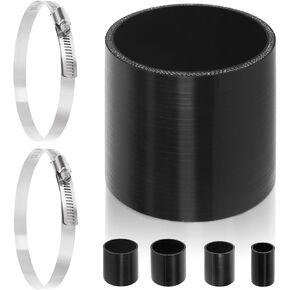 Swpeet 3Pcs 4 Inch - 102mm 4-Ply Reinforced Straight Silicone Hose with 105-127mm 304 Stainless Steel T Bolt Hose Clamp Kit, Automotive Pure Silicone Hose for Turbo Intake Intercooler
