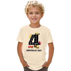 Birthday Boy Shirt Toddler Boys Construction Excavator Graphic Tee Birthday Boy Party Outfit 2-6 Years