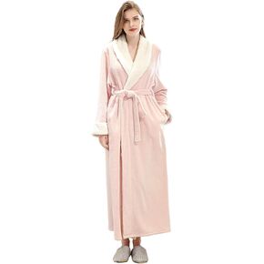 Artfasion Womens Robe Soft Plush Warm Flannel Spa Long Bathrobe for Ladies Sleepwear Winter