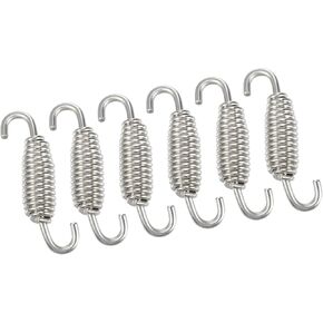 6 Pcs 55mm 2.17" Motorcycle Muffler Exhaust Pipe Spring Universal Stainless Steel Silver Tone Item Replacement