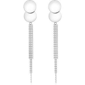 GUMENA Silver Dangle Earrings for Women, 316L Surgical Steel Earrings for Women with Tassels & Fishhook, Long Earrings for Women Dangling, Titanium Hanging Earrings for Women