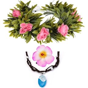 Greenery Leaf Flower Headband Hawaiian Galsang Flower headpiece Costume Headwear Set