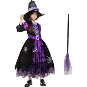 Fairytale Witch Costume for Girls Halloween Costumes Kids Toddler Role Play Dress Up