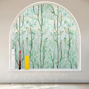 QHY Sunshine Window Privacy Film with Installation Tools Home Decorative Colored Glass Window Stickers Reusable electrostatic Window Stickers (Green Plants, 35.4 * 157.4 in)