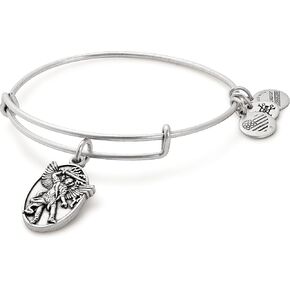 Alex and Ani Divine Guides Expandable Bangle Bracelet for Women, Archangel Michael Engraved Charm, Rafaelian Finish, 2 to 3.5 in