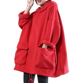 YESNO WZF Women Casual Fleece Pullover Hoodies Plus Size Active Jacket/Large Pockets