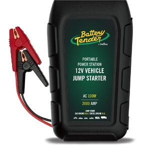 Battery Tender 2000 AMP Lithium Jump Starter -16000mAh Portable Power Station with 100 Watt Inverter - 3 Fast USB Charging Ports - 030-2040-WH