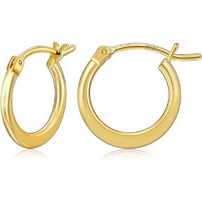 Gacimy Flattened Gold Hoop Earrings for Women, 14K Real Gold Plated Hoops with 925 Sterling Silver Post,Hypoallergenic Lightweight Earring