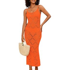 Bsubseach Swimsuit Cover Up Dress: Women Crochet Bathing Suit Coverup Sleeveless Knit Hollow Out Backless Beach Dresses