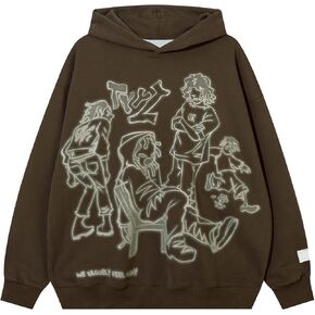YEOU Men's Fashion Pullover Hoodie Sweatshirt Fleece Y2K Harajuku Hip Hop Streetwear Casual Sweatshirt Hooded