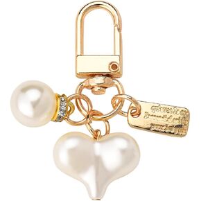Charm Keychain for Women Girls Bow Heart Rose Keychain Charms Decorations for Bag Purse Backpack Charms Key Chain with Pearl