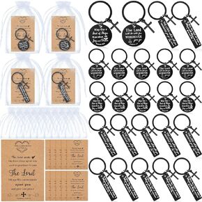 24 Sets Christian Keychain Bible Verse Cross Keychain Bulk Religious Prayer Gifts for Women Men Christmas