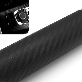 1 PC 3D Auto Carbon Fiber Vinyl Wrap, PVC Three-Dimensional Twill Anti-Fading Protective Film, Wear-Resistant and High-Temperature Resistant Car Body Sticker, Suitable for Most Models (Black)