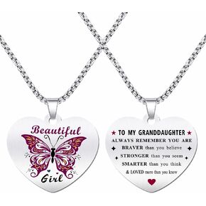 TGCNQ To My Granddaughter Gifts from Grandma, Engraved Necklace for Granddaughter Christmas, Valentines Day Gifts for Granddaughter, Birthday Gift