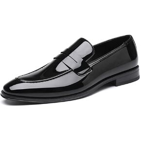 DECARSDZ Mens Slip-On Penny Loafer Casual Dress Shoes Black Wedding Formal Work Pointed Toe Men Tuxedo Shoes