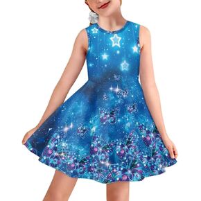 Sleeveless Dresses for Girls Kids Twirly Swing Dress for Summer A-Line Playwear Dress