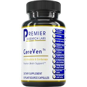 Premier Research Labs Cereven - Brain Support Supplement with Rhodiola Extract, Marine Coral & Turmeric - Herbal Extracts Dietary Supplements - 60 Plant-Source Capsules