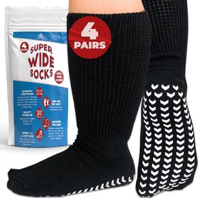 Hospital Socks for Men with Grips, Non Slip Socks for Men & Women, Diabetic Socks for Men, Extra Wide Socks for Swollen Feet