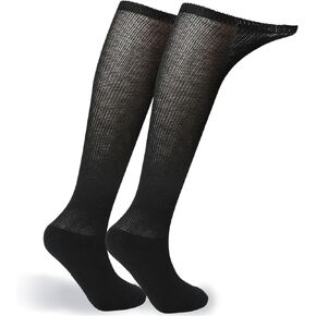 +MD 4 Pack Men’s Extra Wide Non-Binding Diabetic and Circulatory Viscose from Bamboo Over The Knee Socks with Cushioned Sole